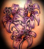 Cute Purple Stargazer Lily Tattoo Design 