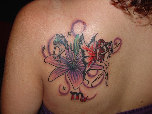 Lilly Tattoo Design on Back for Girls