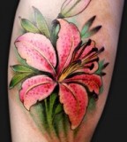 Awesome Painful Stargazer Lily Tattoo Design for Girls