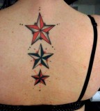 Upper Back Three Stars Tattoos For Girls