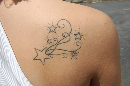 Black Burbrujita Star Tattoos Designs For Girls