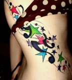 Colourful Star Tattoos On Back For Girls (NSFW)