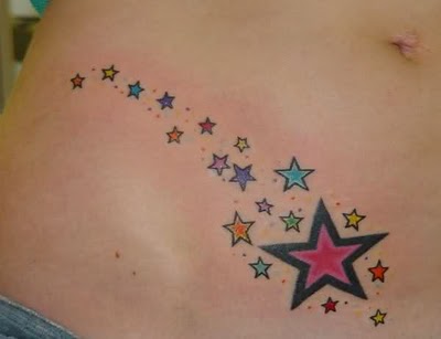 Colorful Star Tattoo Pictures Ideas For Girls