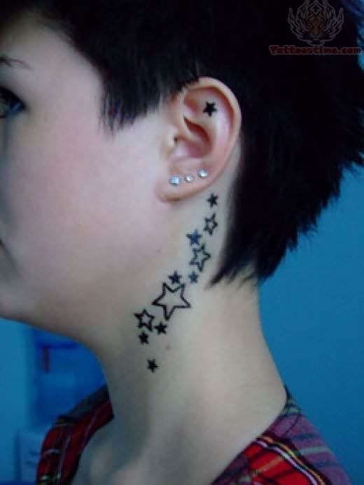 Sexy Stars Tattoos On Neck For Girls