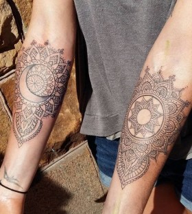 sun and moon mandala tattoos