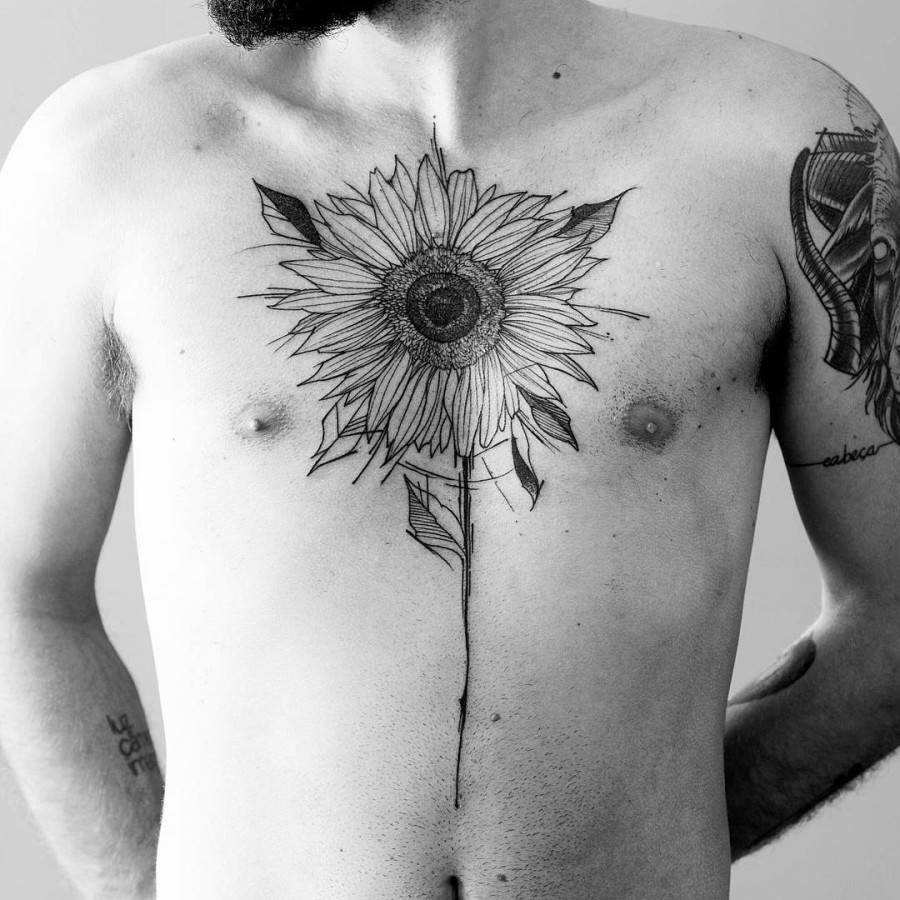 sunflower-chest-tattoo-by-fredao-oliveira