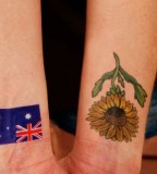 Sunflower And Flag Tattoo Designs For Girls