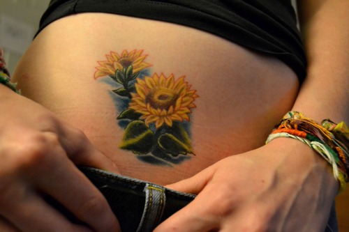 Cute Small Sunflower Tattoo Design for Women