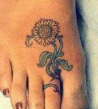 Cute Tiny Sunflower Tattoo Design on Foot 