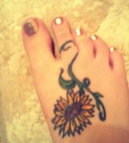 Cute Sunflower Tattoo on Foot for Women