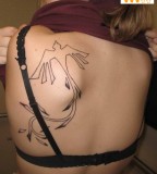 Swallow Tattoo Design on Back for Women