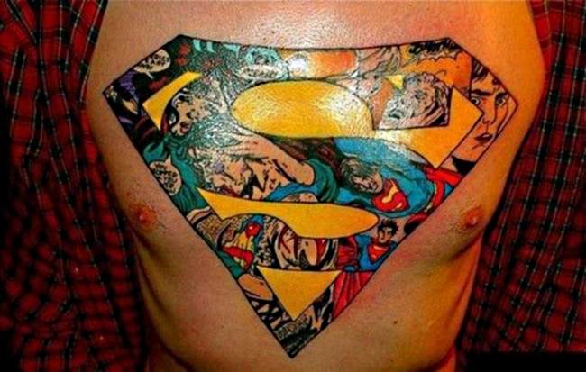 Imaginative Superman Tattoo Inspiration On Chest