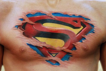 Superman Tattoo With Artistic Style On Chest