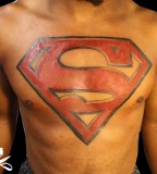 Imaginary Superman Tattoo On Chest