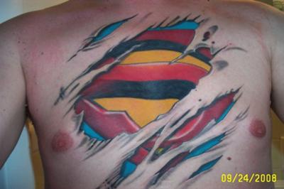 Innovative Superman Chest Tattoo Design Wallpaper