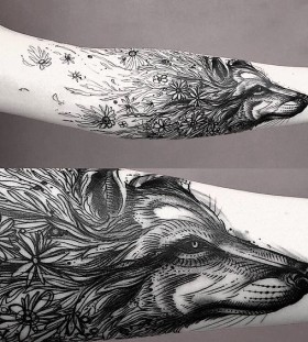 surealist-floral-wolf-tattoos