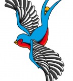 Grey Marvelous Wings Swallow Tattoo Design