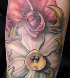 Cool 3D Sweet Pea Flower Tattoo Close-Up