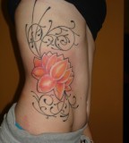 Stunning Lovely Rib Big Swirl Sunflower Tattoo For Girls