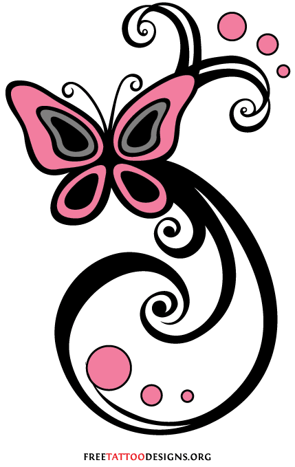 Swirl Butterfly Design for Tattoo