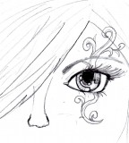 Sketch: Girl with a Cool Swirl Tattoo on Eyes