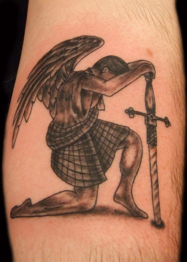 Stylish Angel and Sword Tattoos For Men
