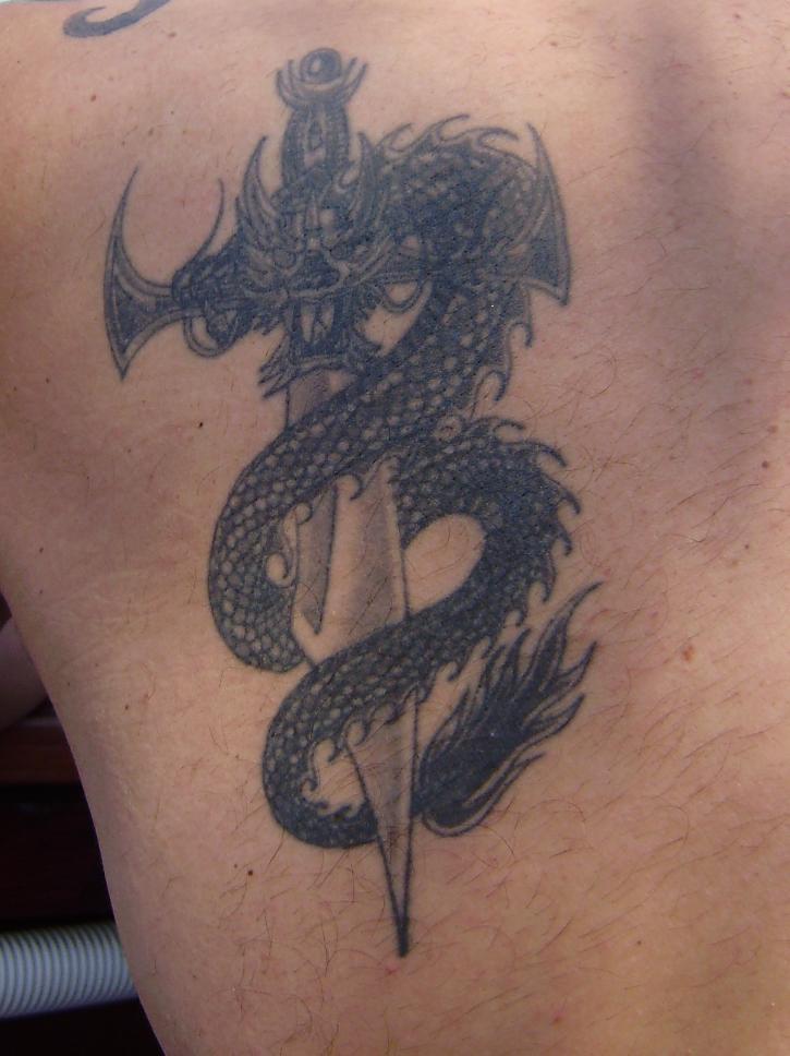 Dragon and Sword Tattoo Design
