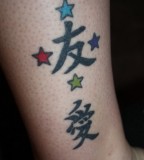 Cute Star And Chinese Symbols Tattoo Design
