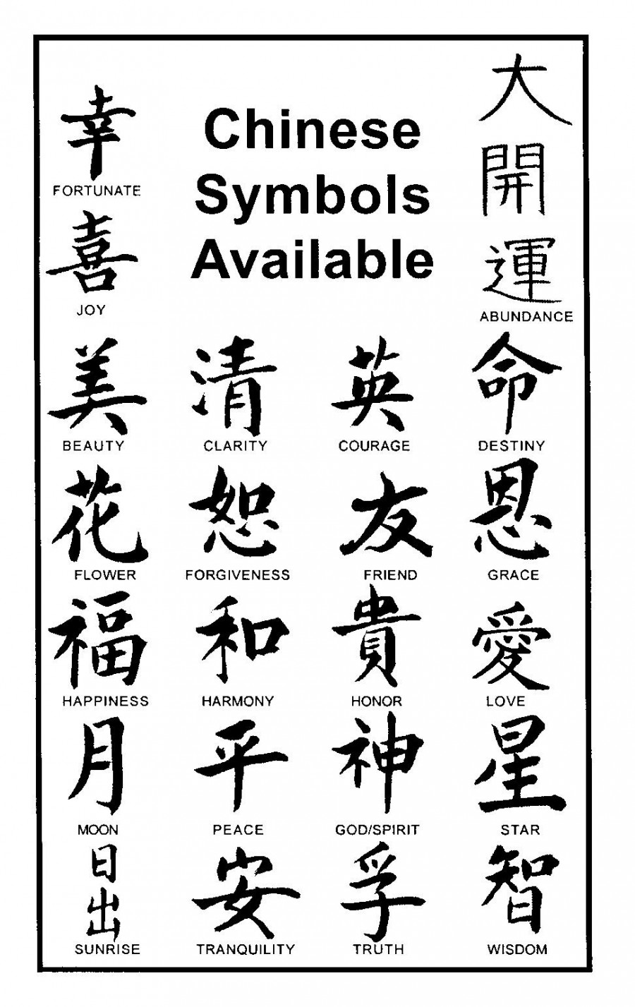 Chinese Tattoos Symbols