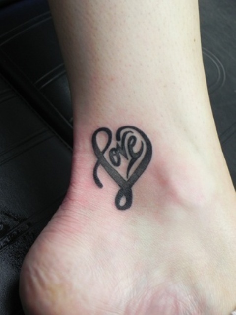 Style of Love Symbol Tattoo On Foot