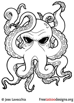 Cool Octopus Outline Tattoo Design