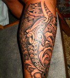 Beautiful Maori Dolphin Tattoo on Leg for Men