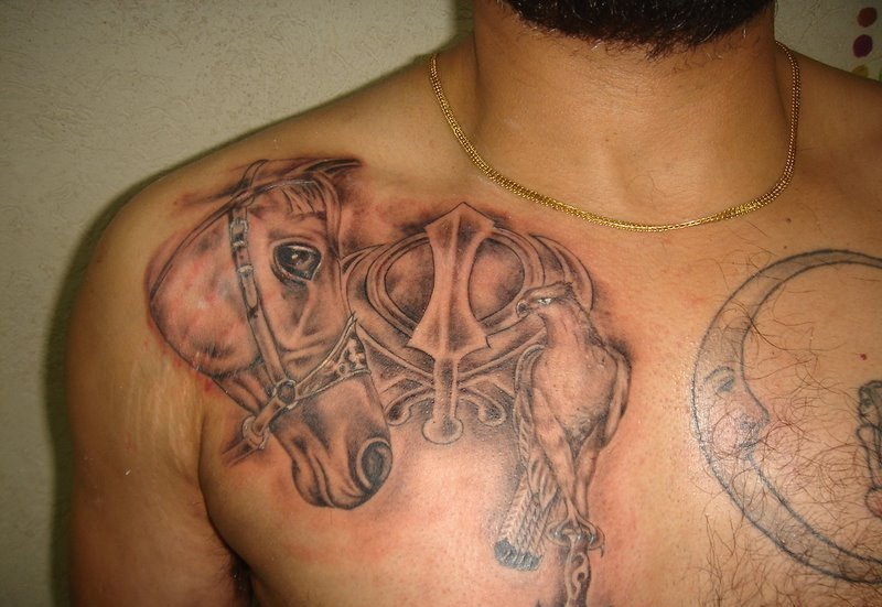 Sikh Symbols Tattoos On Men Chest