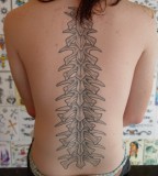 Unique Backbone Shaped Tattoo on Backbone for Girls