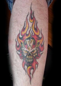 Fire Skull Tattoo Designs For Men
