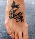 Cool Ashley's Name and Flying Butterfly Tattoo Design for Girls