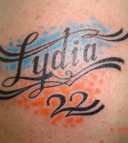 Exotic Colorful Name Tattoo Design for Girls