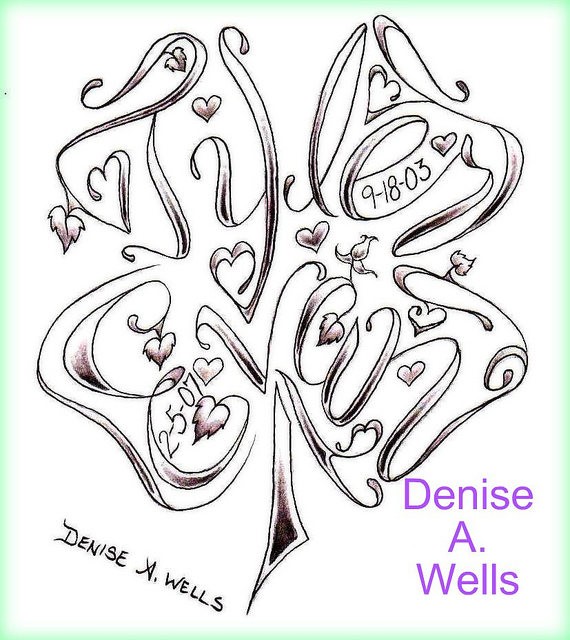 Butterfly Shaped Name Tattoo Design by Denise A Wells