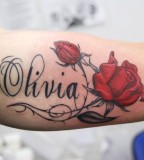 Beautiful Olivia Name in Roses Tattoo Design