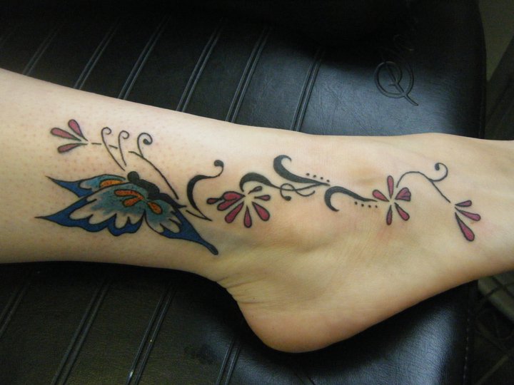 Butterfly Foot Tattoo Designs For Women