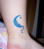 Blue Moon and Stars Tattoos Gallery Foot And Ankle For Women
