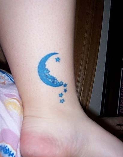 Blue Moon and Stars Tattoos Gallery Foot And Ankle For Women