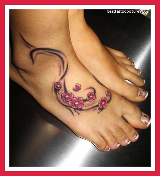 Cute Small Flower Tattoo Designs For Women On Foot