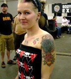 Girl with Cute Tattoo Design on Arm at Tattoo Expo San Francisco 2007
