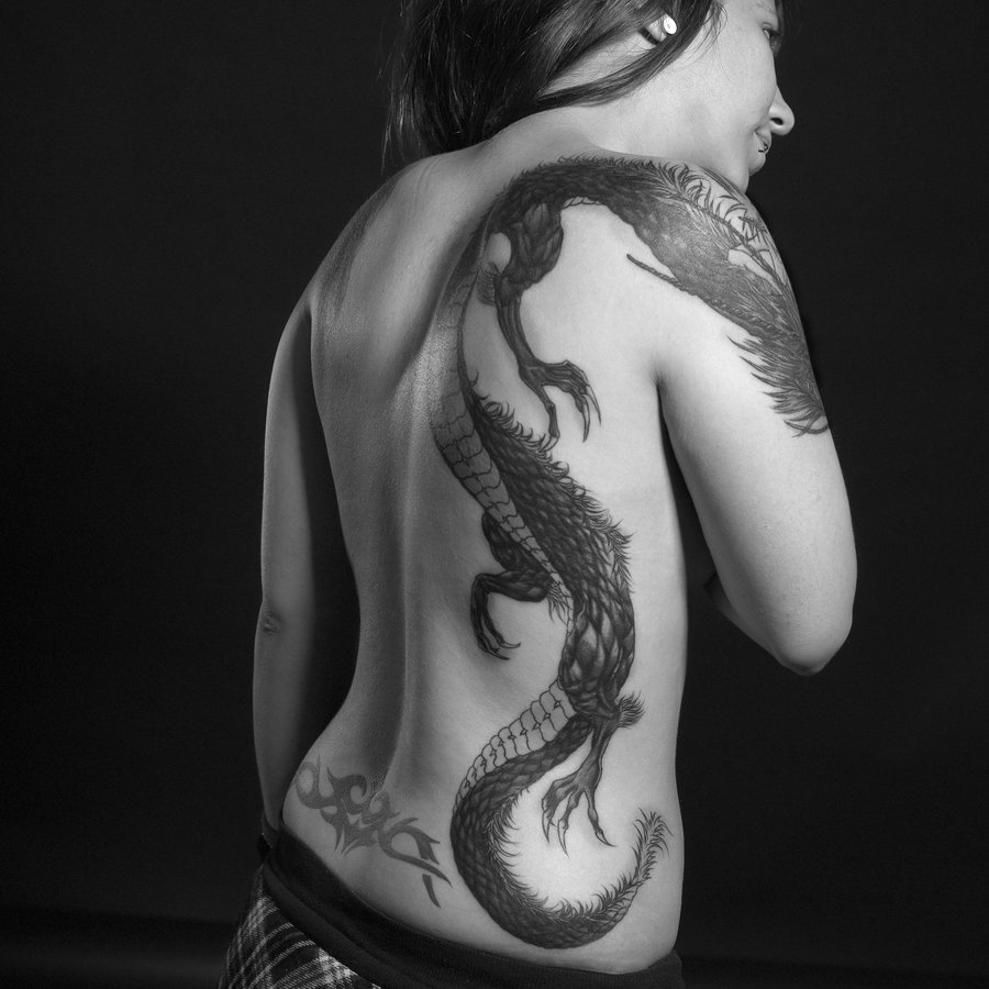 Aggressive Design of Dragon Tattoo Designs Black Tribal Dragon