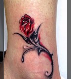 Red-Rose Flower Tattoo Design for Women - Unique Ankle Tattoo Designs