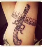 Old-Gun Thigh Tattoo Ideas For Women Tattoo Designs