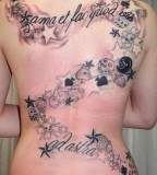 Awesome Back Mixed-Tattoo Design for Women