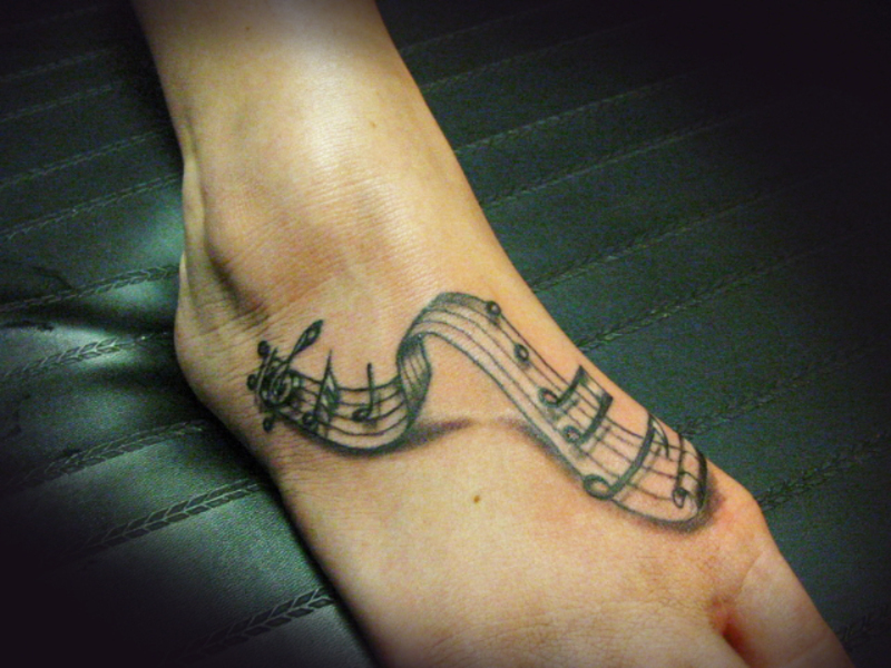 Foot Tattoos Of Music Notes