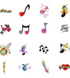 Color Musical Note Tattoos Symbol Designs